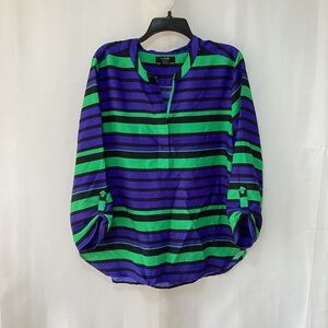 Verve Ami striped blouse blue, black and green size XL
